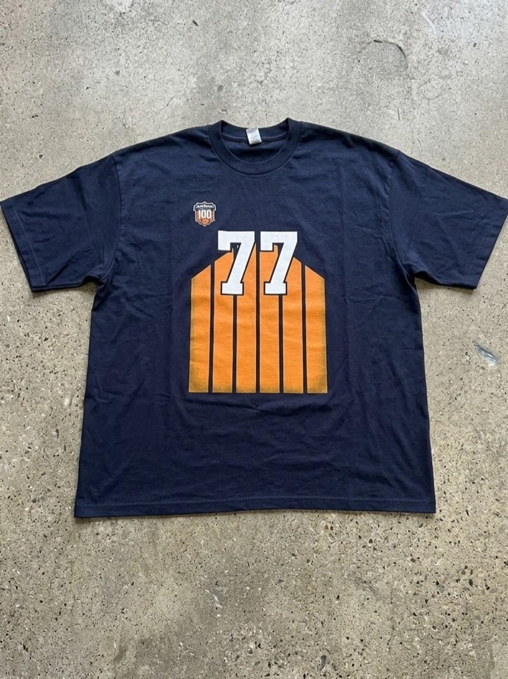 Spirit Men's Navy Short-Sleeve Tee with Orange and White Graphic